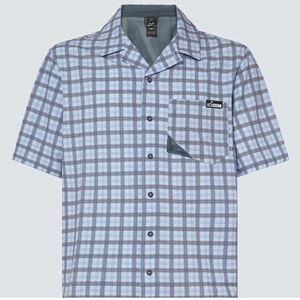 New Oakley Large LA Reduct woven short sleeve shirt. Check /Lilac color